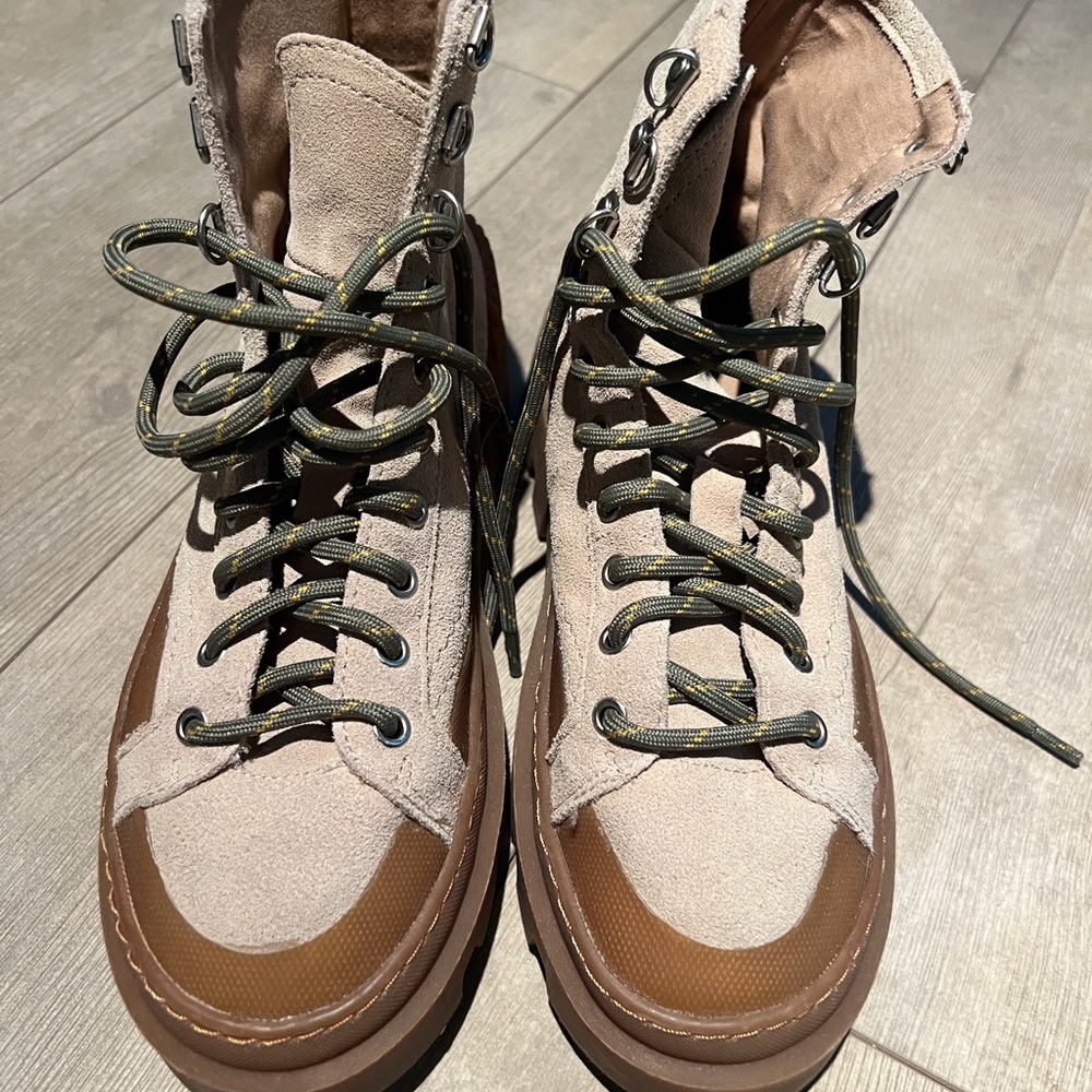Zara Taupe Suede Lace-Up Hiking Boots